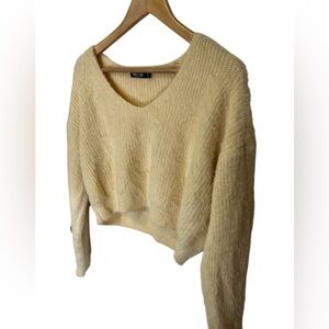 Nasty Gal Yellow Cropped Sweater Size M